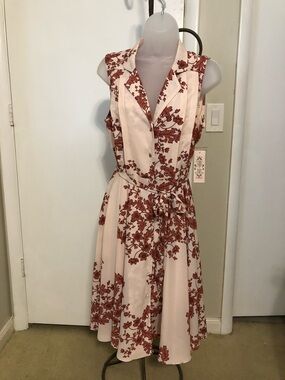 Nanette Lepore Blush and Rust Floral Midi Dress